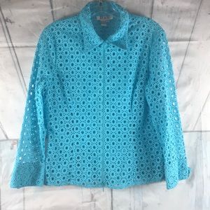 D & Y long sleeve turquoise Top.zipper up/down